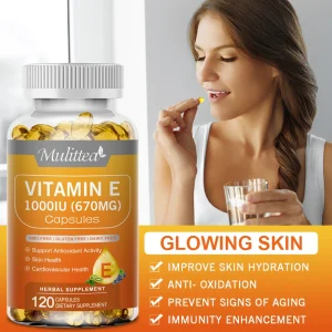 Vitamin E Capsules Helps Blood circulation and Antioxidant &Brightens Skin Tone Daily Vitamin Supplement