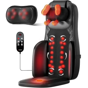 3-in-1 Shiatsu Neck and Back Massage Cushion with Heat - 4D Kneading and Vibration for Muscle Relief,