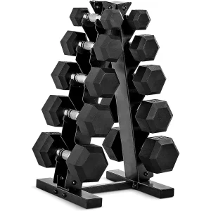 Customizable 2.5-50 Kg Hexagonal Dumbbell Set with Bracket, Rubber Coated Hex Dumbbells